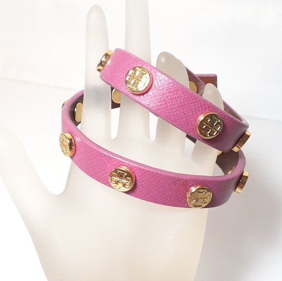 Tory Burch Jewelry - Tory Burch Wrap Around Studded Bracelet Pink Gold
